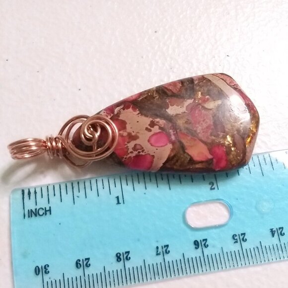 HANDMADE! One-of-a-kind Fuchsia Pink & Brown SeaSediment Jasper Pendant! - Picture 8 of 9